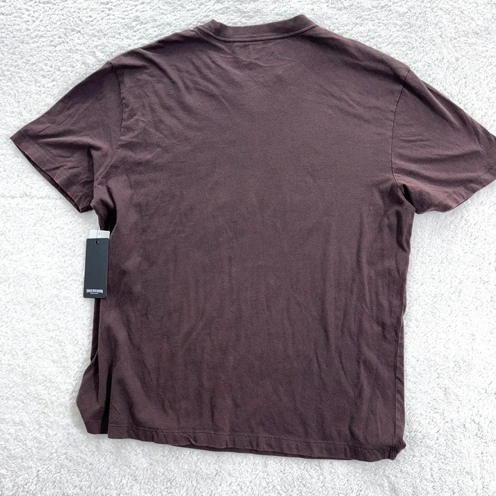 True Religion Men's XL Crackle Vintage Tee‎ Coffee Bean